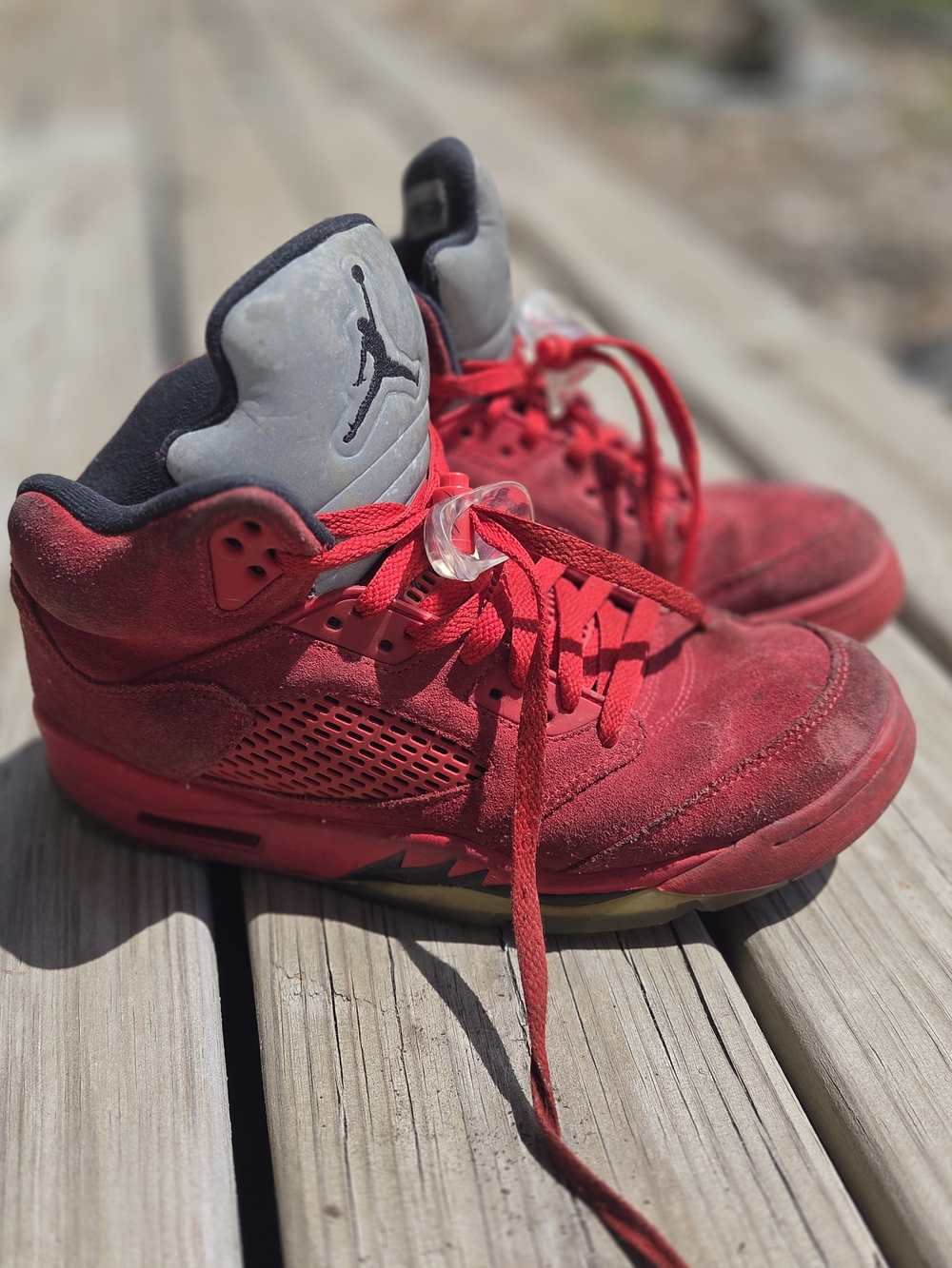 Nike Air Jordan 5 Retro Red Suede Men's Size 9 Basketball Sneakers